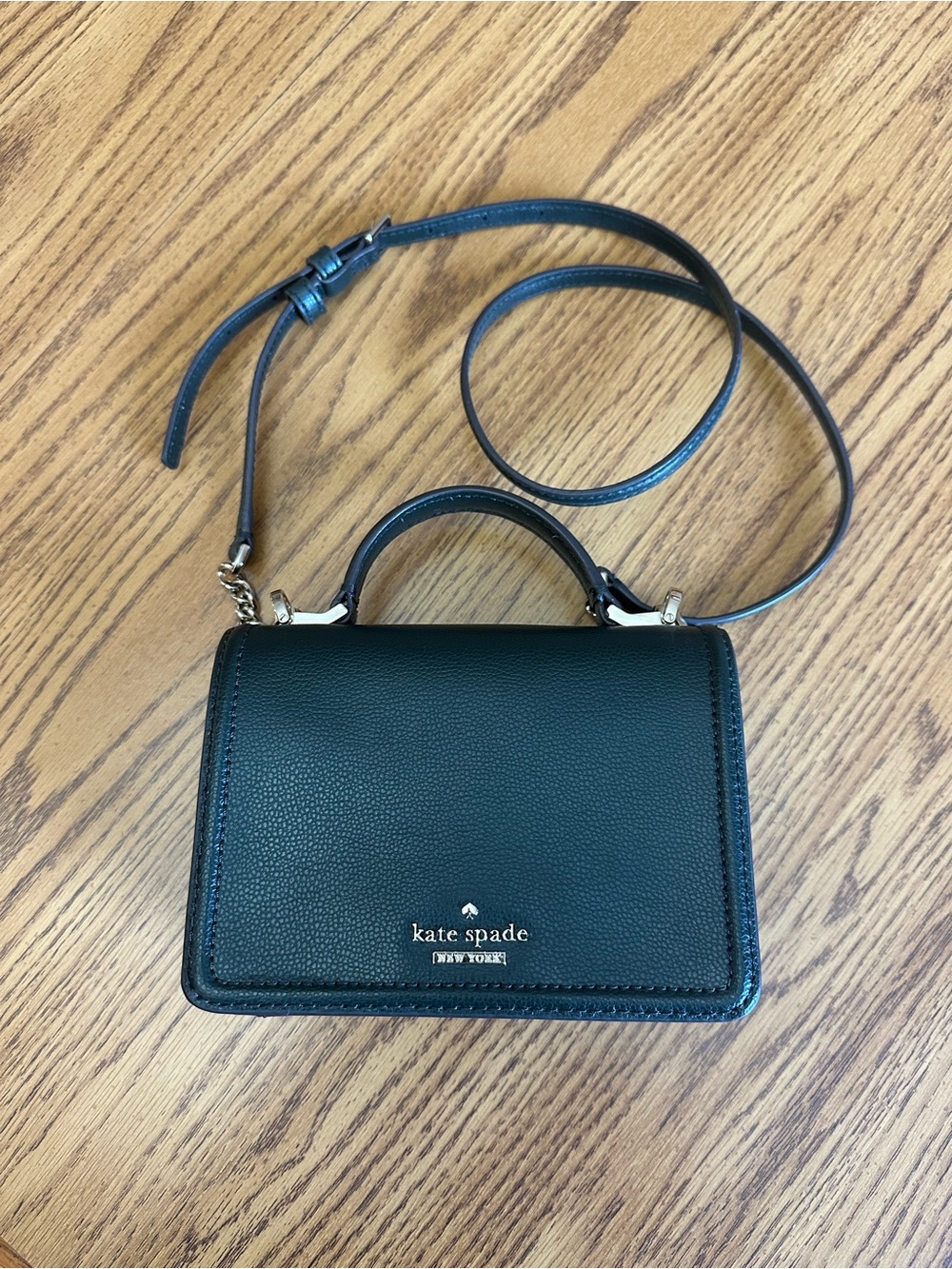 kate spade forest green pebbled leather mini top-handle crossbody flap purse